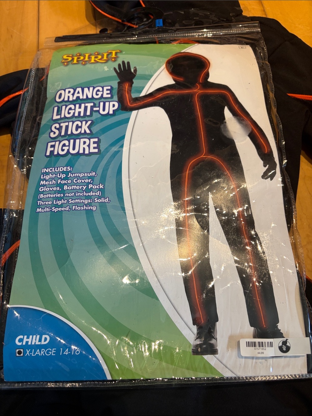Spirit Orange and Black Light-Up Stick Figure Kids Costume 14/16